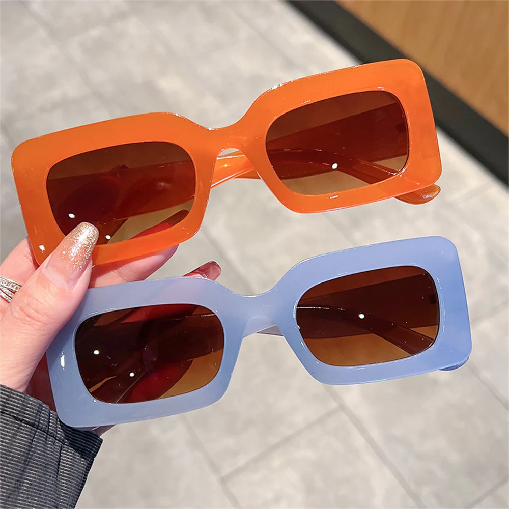 1Pc Jelly Rectangular Sunglasses Women Men Square Color Eyewear Shade Retro Sunglasses Modern Sunglasses UV400 Square Sunglasses