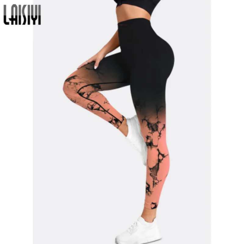 High Waist Push Up LAISIYI Gradient Gym Pants Woman Tights Sexy Fitness Workout Legging Sports Clothing Women Seamless Leggings