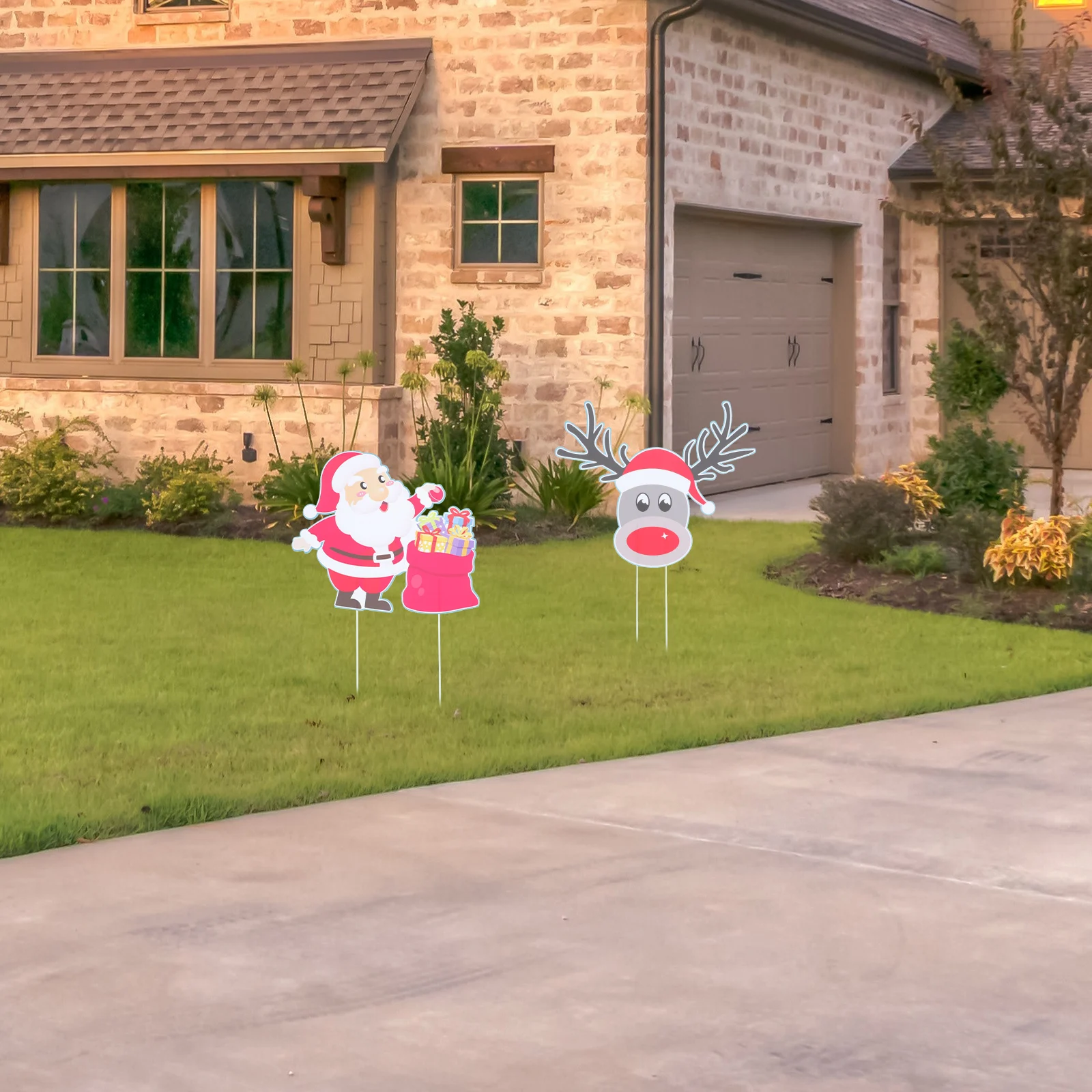 

Christmas Yard Signs Sturdy Plastic Durable Long Lasting Festive Decor Outdoor Garden Stakes Christmas Themed Lawn Insert Decor