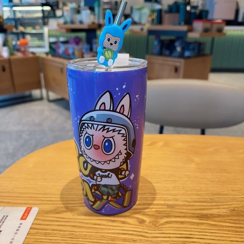 20oz 600ml Cartoon Labubus Vacuum Cup Cartoon Cute Anime 304 Stainless Steel Insulation Cup Large Portable Cup Boy Girl Gift