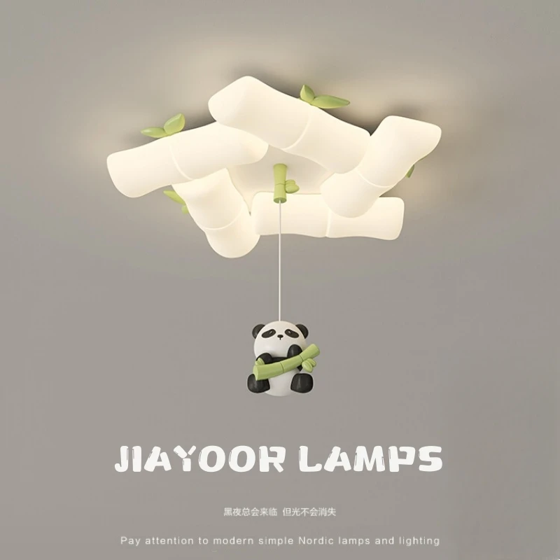 Modern Panda LED Ceiling Lights For Children's Room Baby Boy Girl Bedroom Lustre Indoor Home Decoration Creative Chandelier Lamp