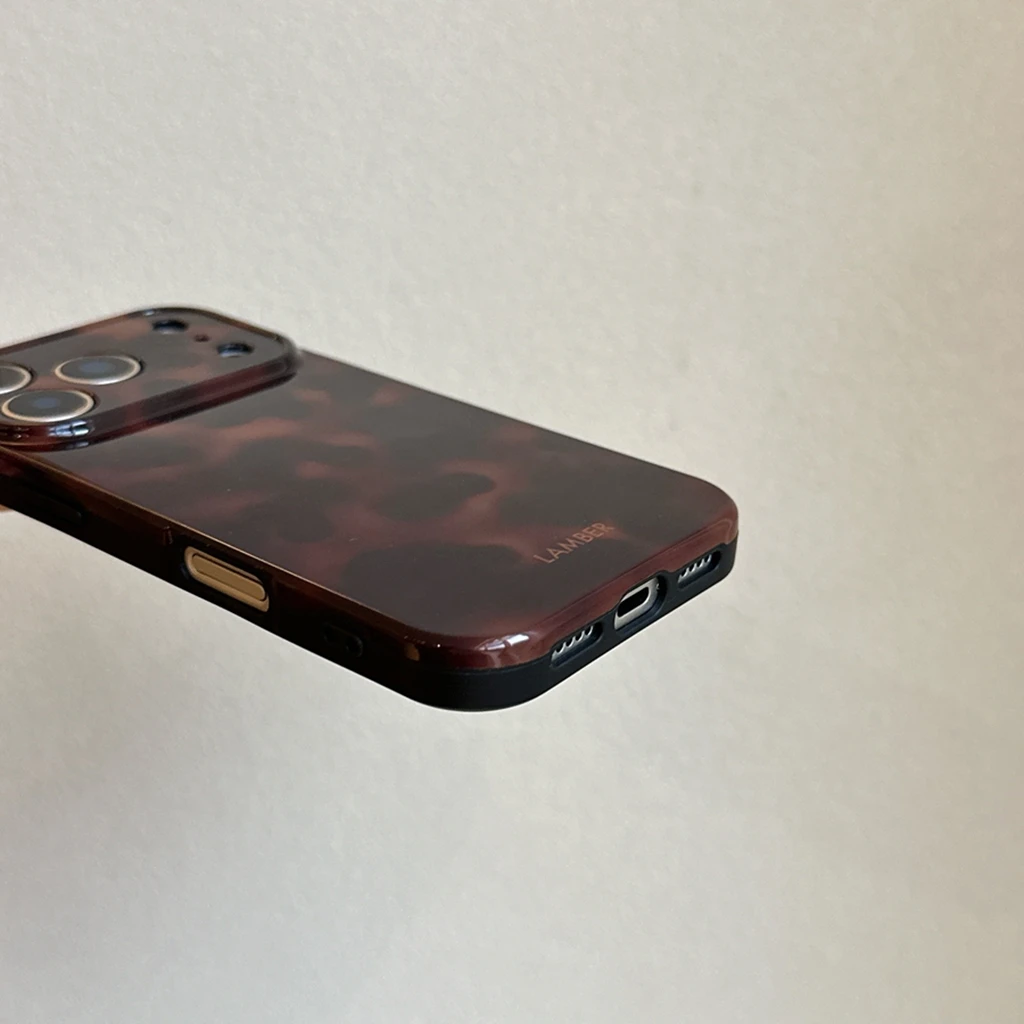 Retro stilvolle bernsteinfarbene Lamber-Muster glänzende Handyhülle für iPhone 17, 16, 15, 14, 13, 12, Pro Max Plus Air – Detail 15