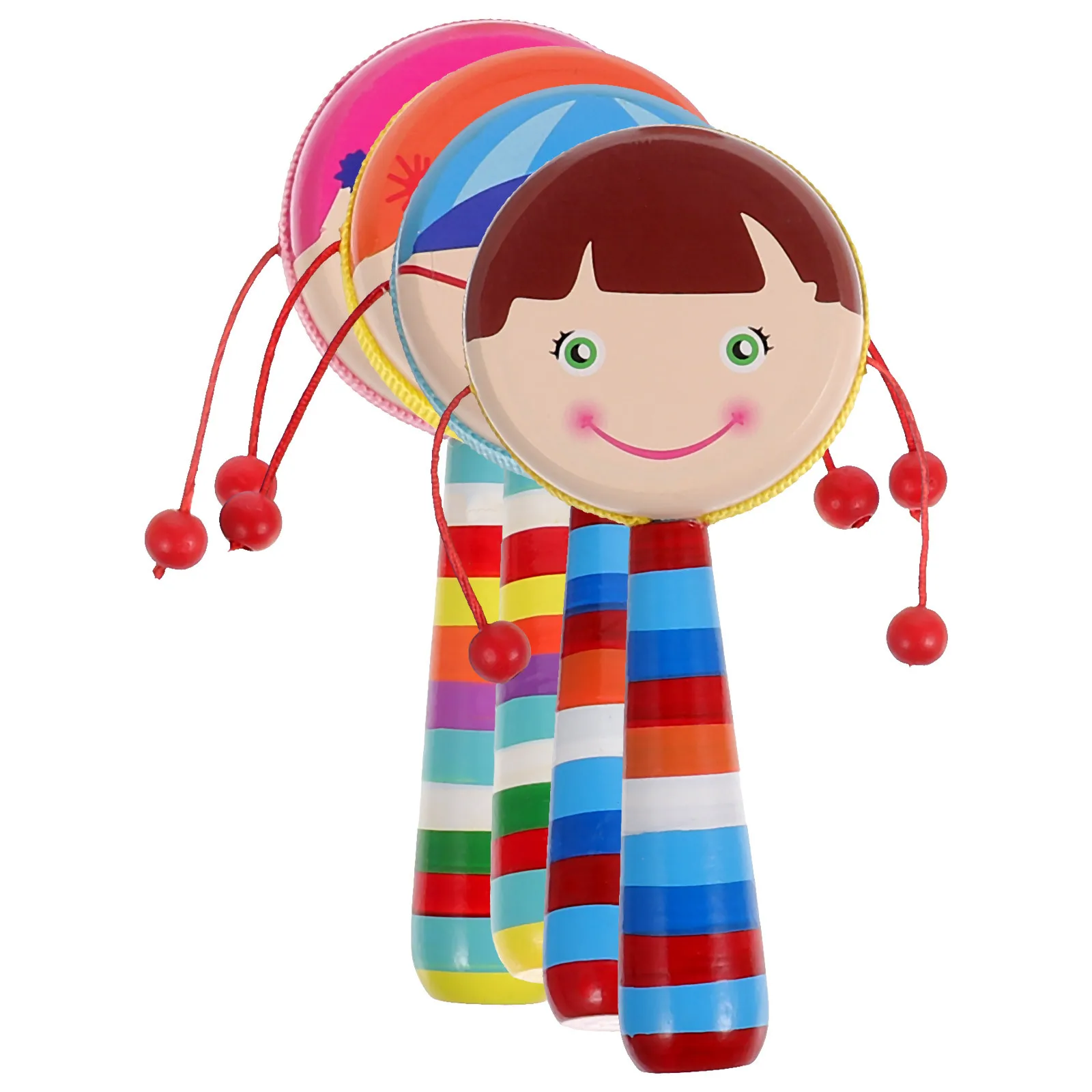 

4pcs Wooden Baby Handheld Children Rattle Shaker Musical Infant Sensory Newborn Gift Early Learning Rattle For Babies