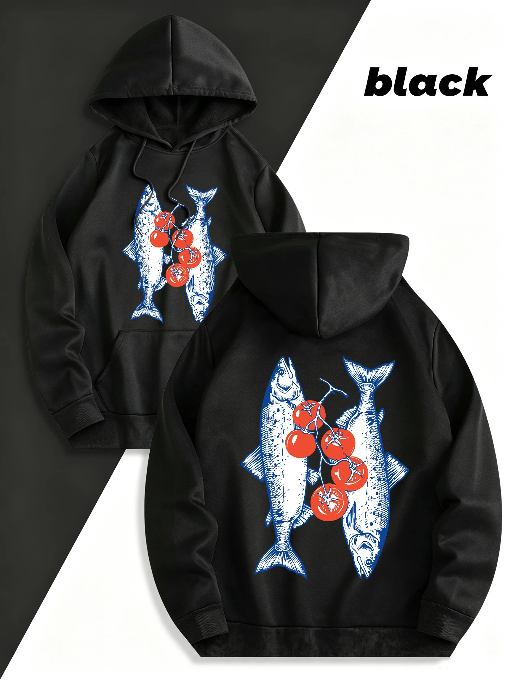 Funny Tomato Fish Design Women'S Hoodies Y2K Loose Autumn Pullovers Pocket Fleece Streetwear Casual Multicolor Female Hoody