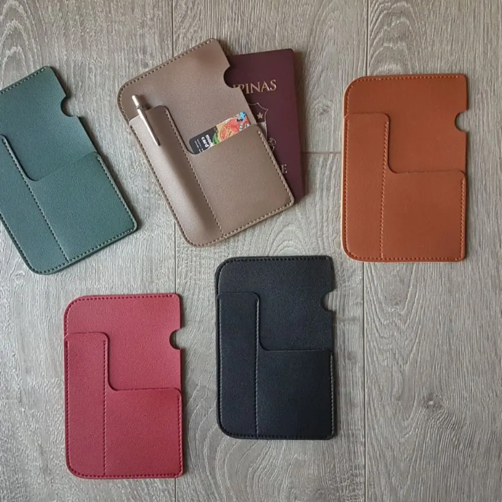 กระเป๋าใส่พาสปอร์ตแบบมีช่องใส่บัตรหลายช่อง หนัง PU บางเฉียบ พกพาสะดวก สีพื้น ใส่บัตรได้หลายใบ