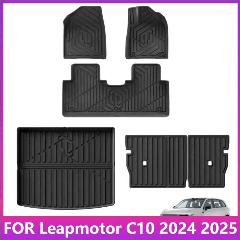 

RHD For Leapmotor C10 2024 2025 Car Floor Mats Trunk Pad TPE 3D Foot Pad All Weather Right Hand Drive Black