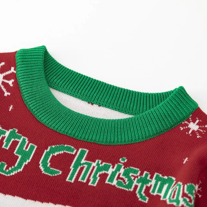 2026 New Autumn and Winter European and American Children's Christmas Socks Sweater Boys and Girls Bottom Pullover Knitted Swea