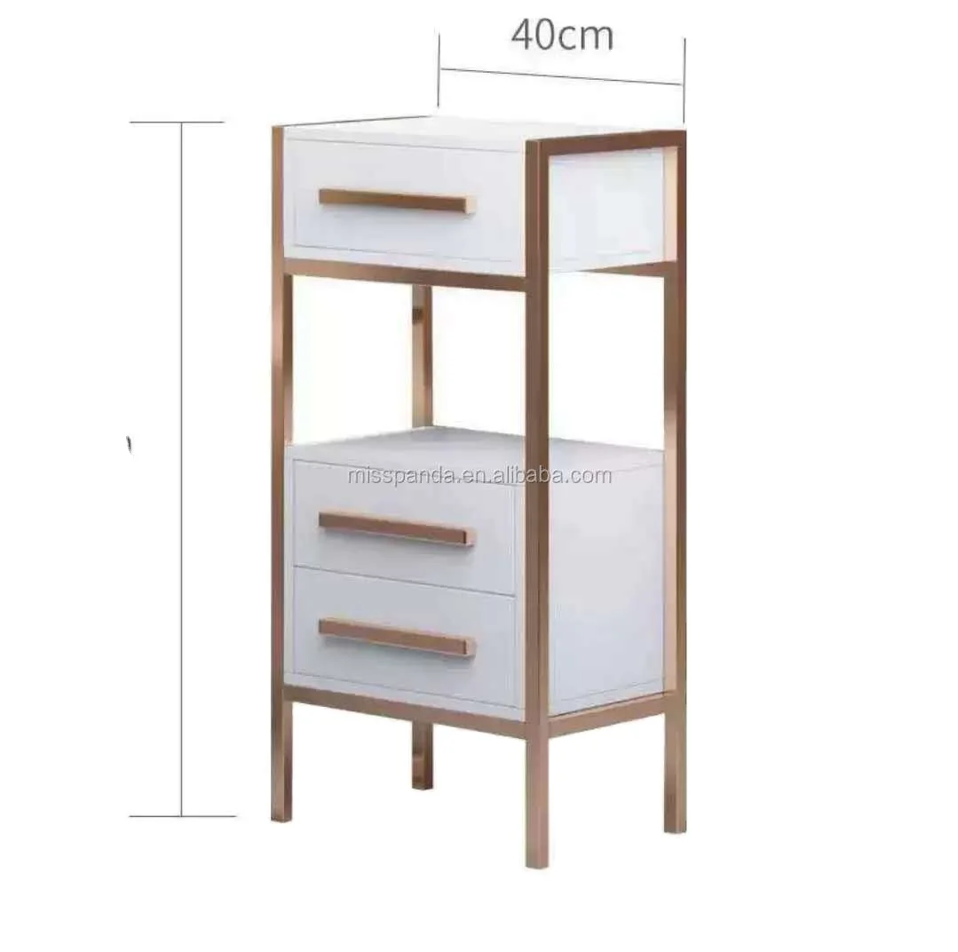 Yicheng Salon Barbershop Stainless Steel Modern Commercial Storage Cabinet Beauty Barber Shop Salon Trolley Cart 3-Layer Drawer