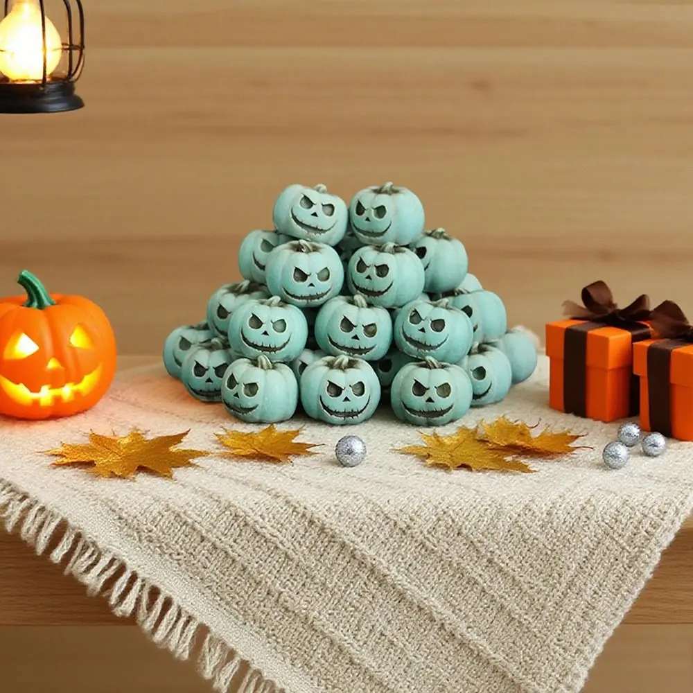 20PCS Resin Miniature Halloween Pumpkins Bonsai Ornament White Orange Green Mini Pumpkin Ornament Scene Layout Micro Landscape