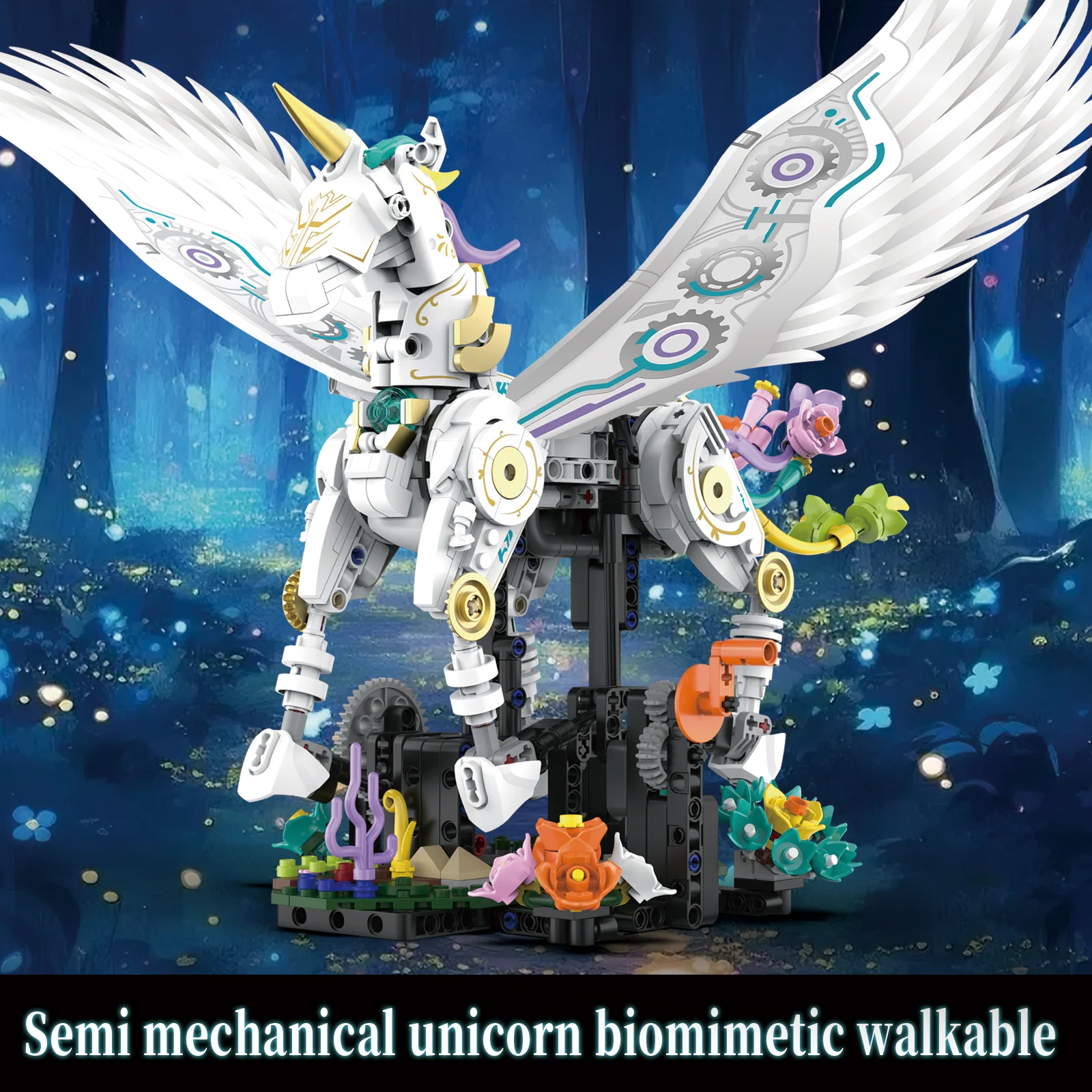 

817PCS Mechanical Unicorn Model Building Blocks Kit Fantasy Animal Series Assembled Ornaments Toys Kid Halloween Gifts 96237