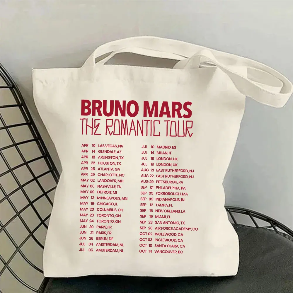 Bruno Mars The Romantic Tour 2026 Graphic Canvas Bag Shopping Tote