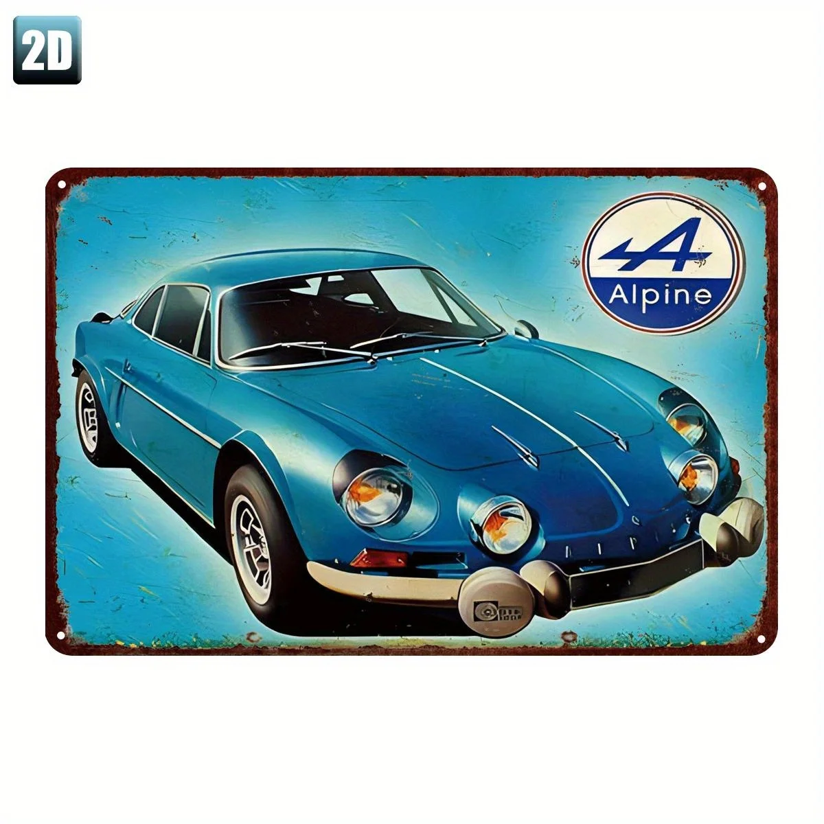 Vintage Alpine Car Tin Sign - Retro Metal Wall Art Decor for Garage, for Man Cave, Home Office -  Durable Iron Rustic Automotiv