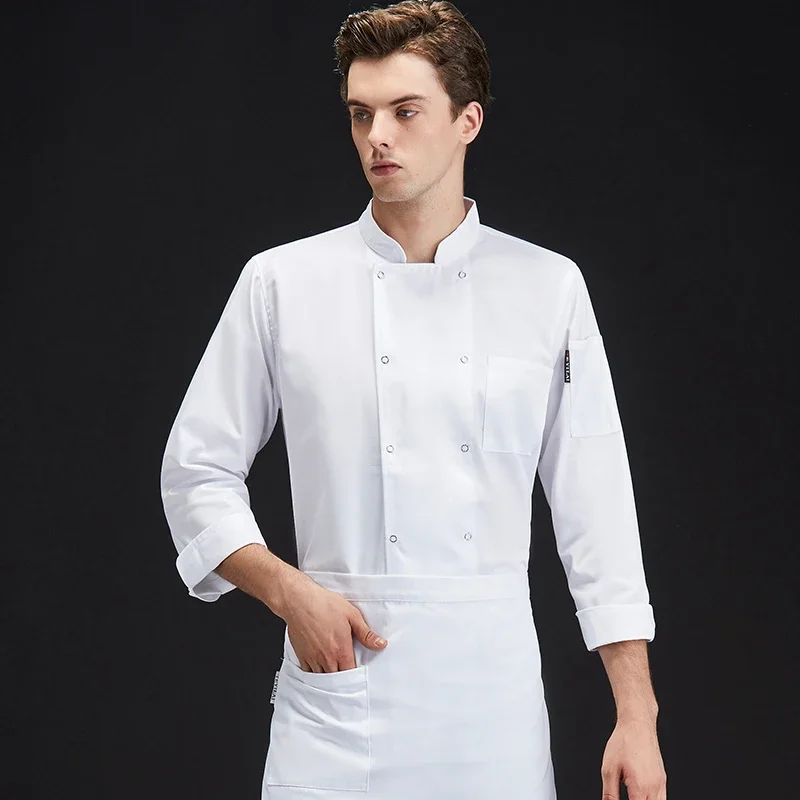 Restaurante francês Chef Traje para homens, Café Cooking Coat, camisa de cozinha, jaqueta de cozinha, manga comprida, loja de bolos