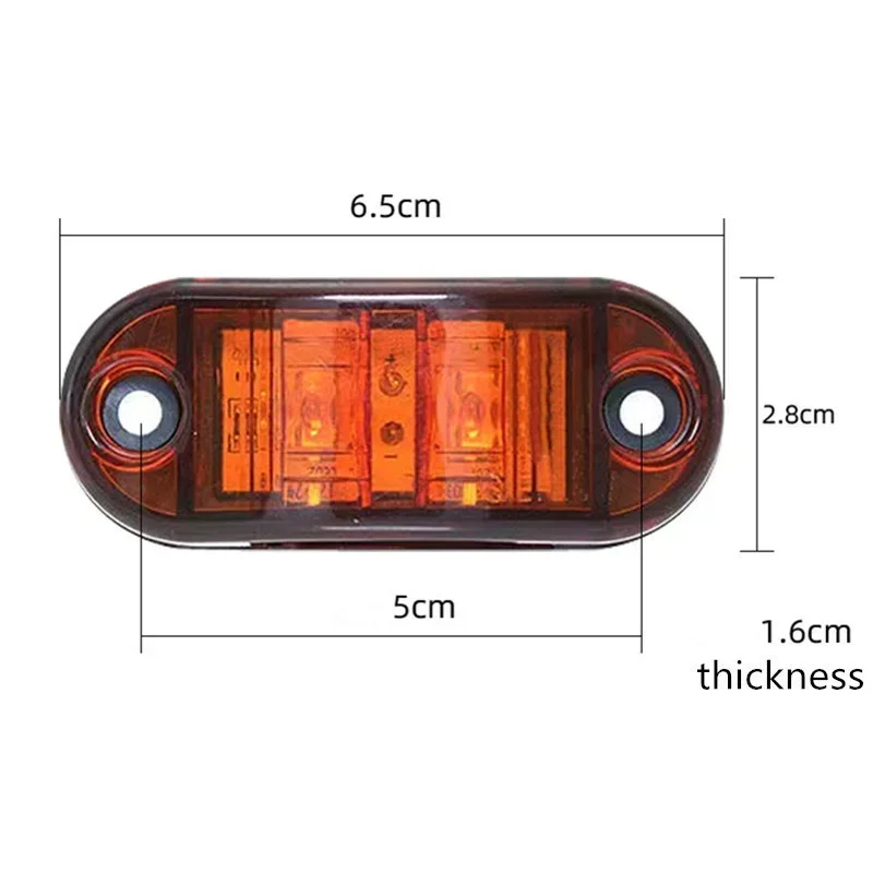 20Pcs Waterproof 12V 24V 2 LED Car External Side Marker Warning Lights Oval Clearance Signal Trailer Truck Lamps Truck Lorry