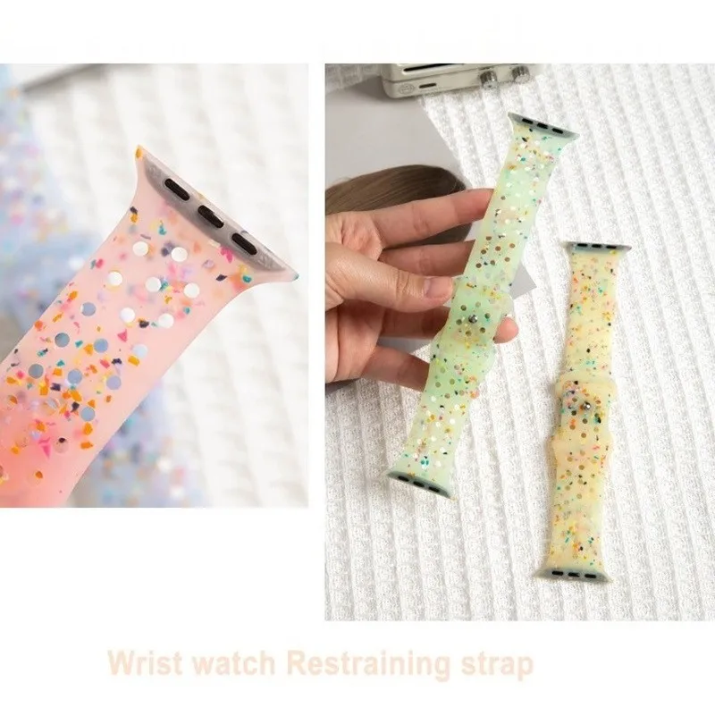 For Apple Watch Silisone Straps Jelly Clear iwatch Bands for Ultra 9 8 7 6 5 4 3 2 1 SE Color Flakes Apple Watch bands Ladies