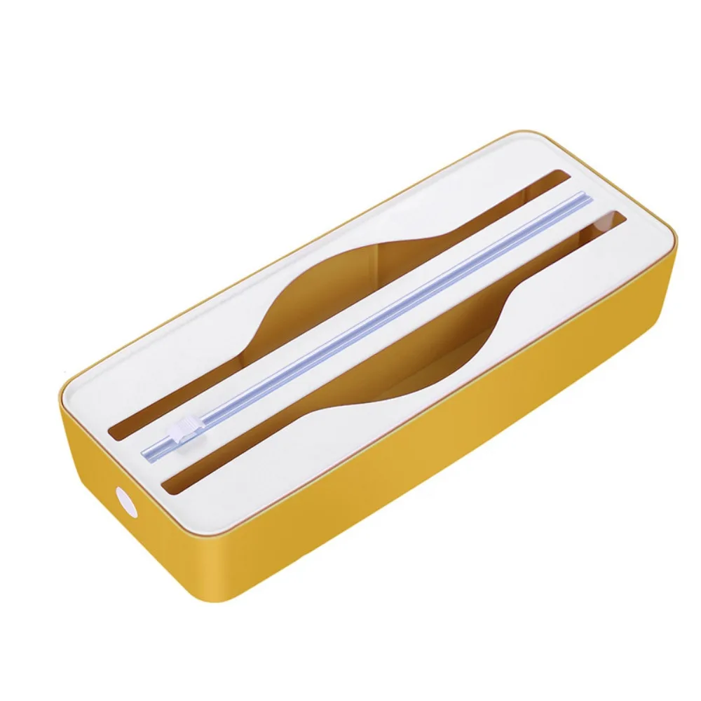 

Magnetic Double Slot Food Wrap Dispenser Sliding Cutter Space-saving Double-groove Cling Film Cutter Box Wall Mounted Plastic