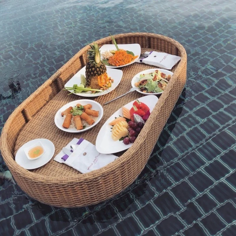 Accommodation Pool Floating Tray Breakfast Afternoon Tea Water Plate Vietnam Internet celebrity Rattan Basket Hotel