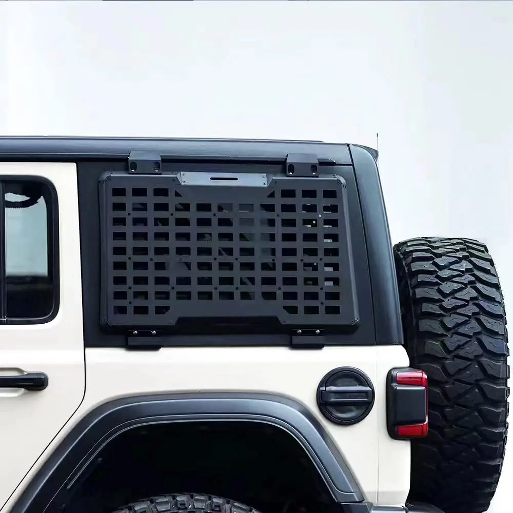 Panel MOLLE na tylną lewą szybę, organizer do przechowywania, do Jeep Wrangler JL 2018–2025, 4-drzwiowy, modułowy organizer bagażowy, ochrona szyby.