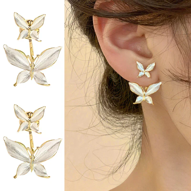 1pair Butterfly Exquisite Gifts Elegant Temperament Earrings for Women Girls Fashionable Simple Earrings Jewelry