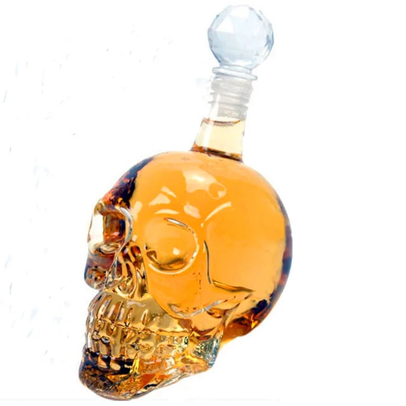 3 Sizes Creativity Glass Skull Head Cups Vodka-Shot Whiskey Wine Drinking Bottle Decanter Crystal Bottle Drinkware Bar Tools