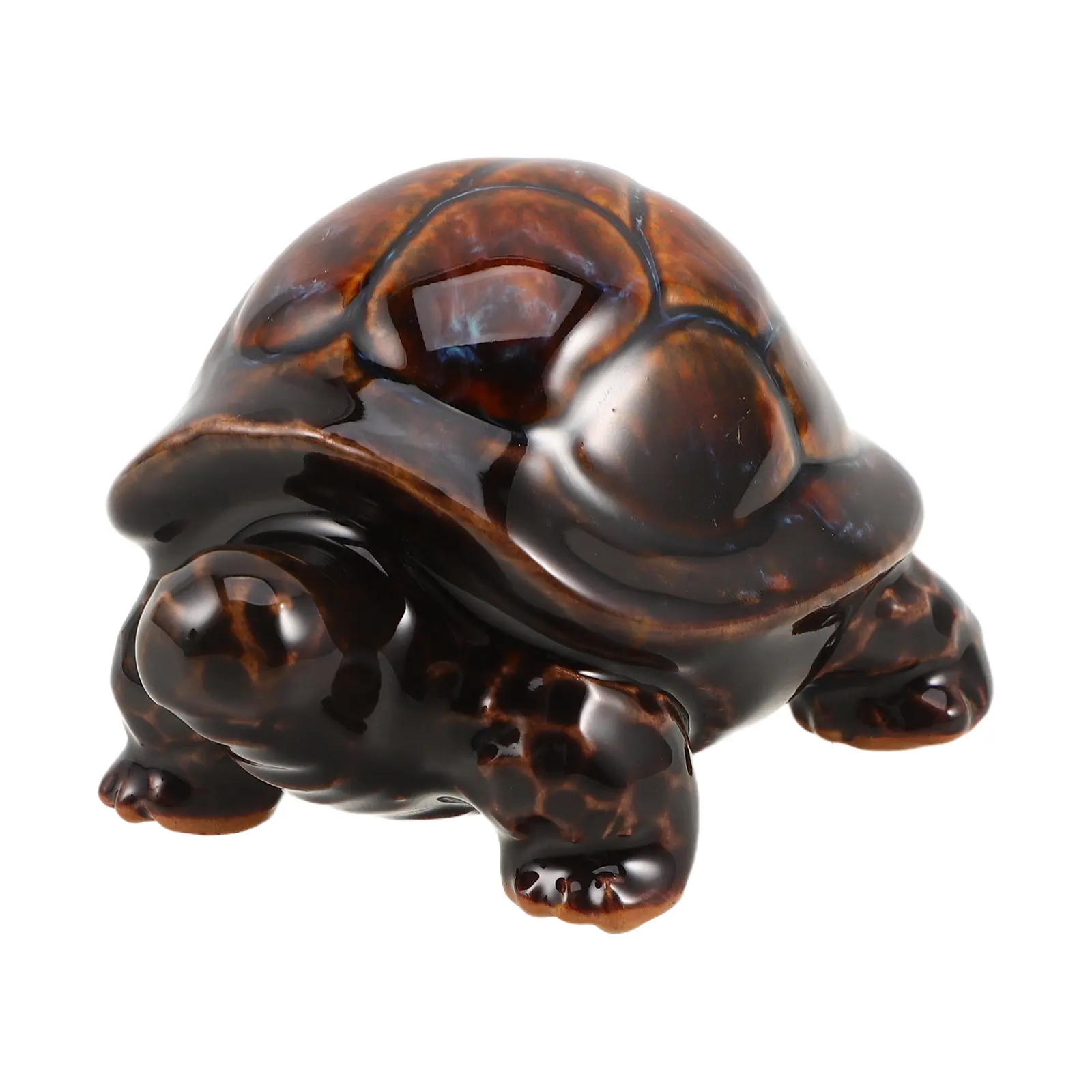 Ceramic Turtle Statue Handpainted Decorative Tea Pet Decor for Home Desk Tabletop Traditional Chinese Longevity Turtle Ornament