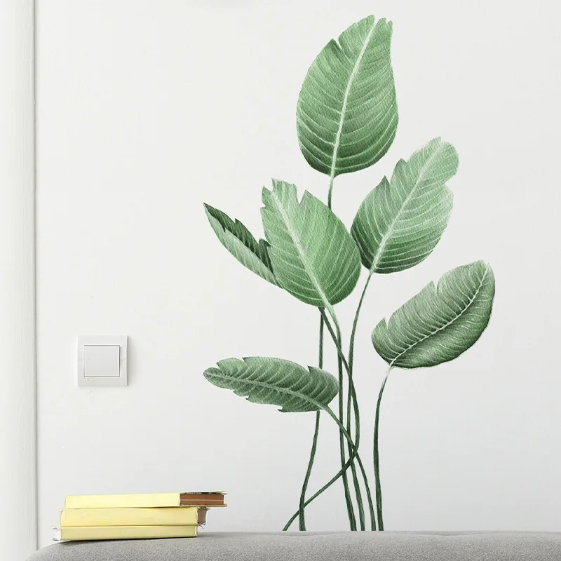 Tropical Green Plant Turtle Back Leaf Living Room Porch Home Background Decorative Wall Stickers Wholesale Self-adhesive