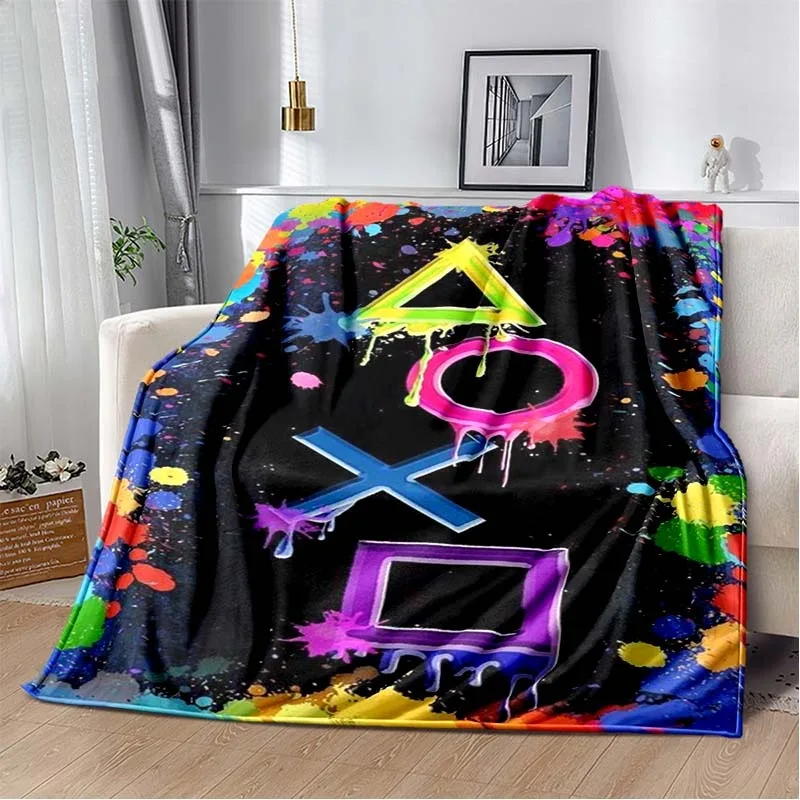 Neon Gamer Zone Game Controller Print Flannel Blanket Ultra Soft Warm Throw For Couch Bedroom Living Room Indoor Home Decor Gift