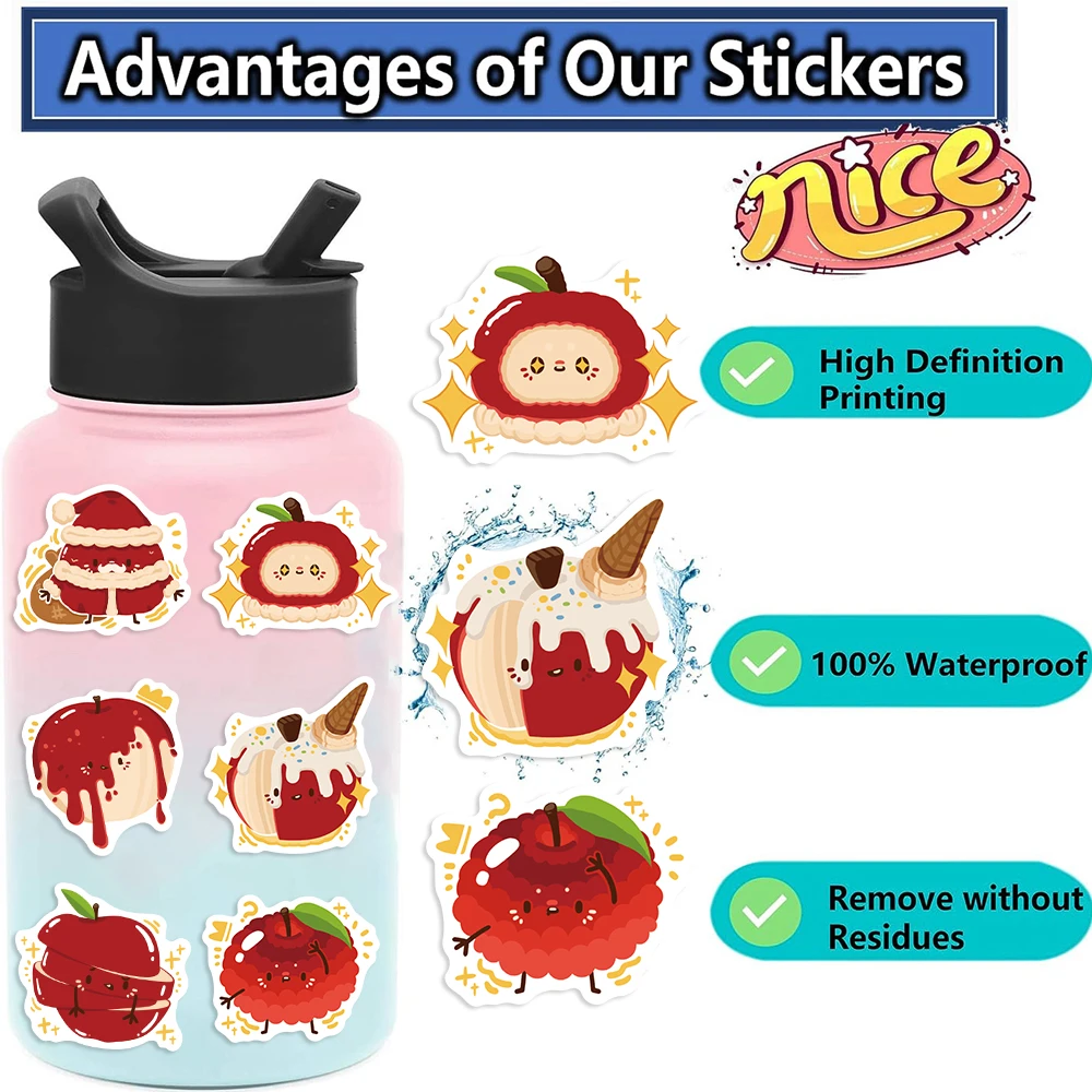 50pcs Appleland Stickers - Waterproof Reusable Creative DIY Decals for Phones, Laptops, Helmets & Skateboards