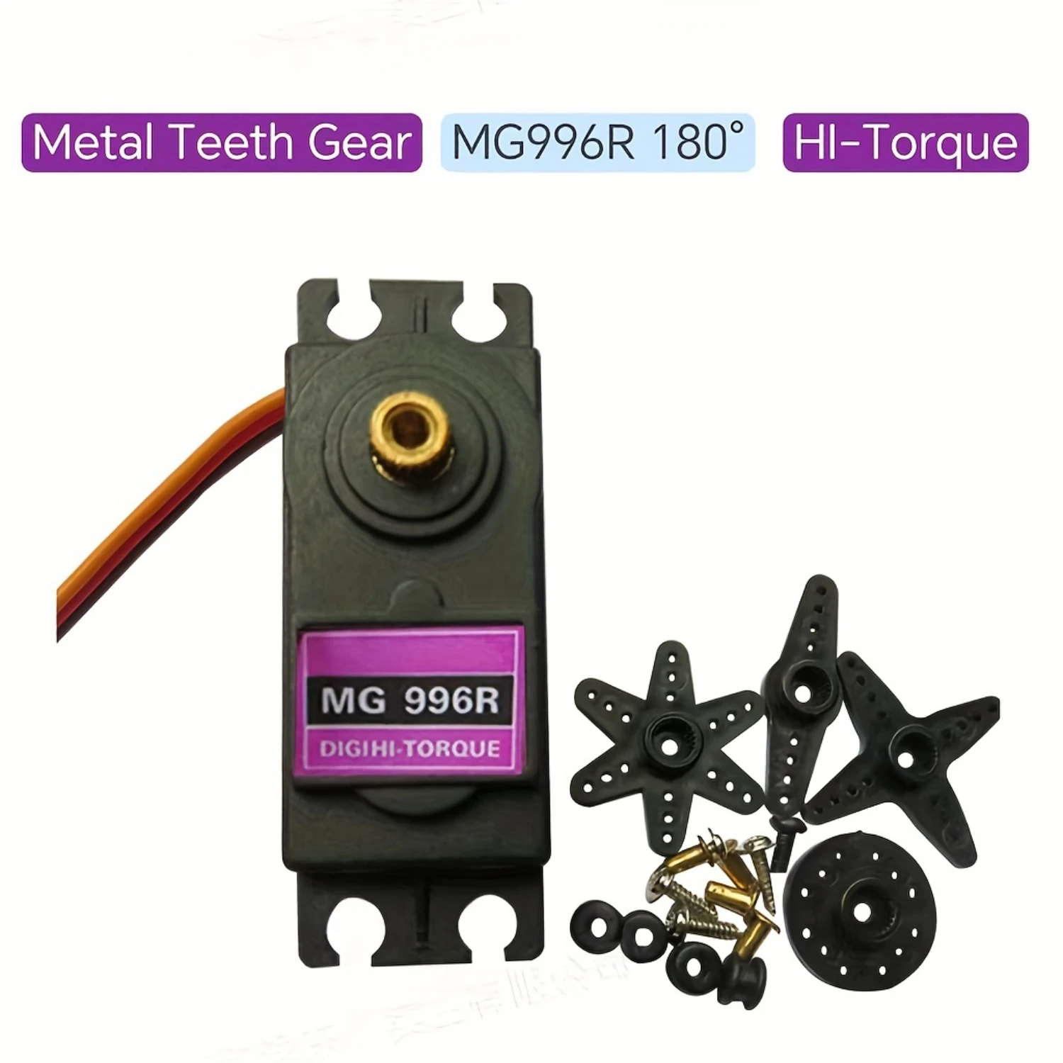 

MG996R Metal Gear Micro Servo Motor for RC Robot, High Speed 180 Degree Rotation - Ideal for Helicopter, Car, Boat Control