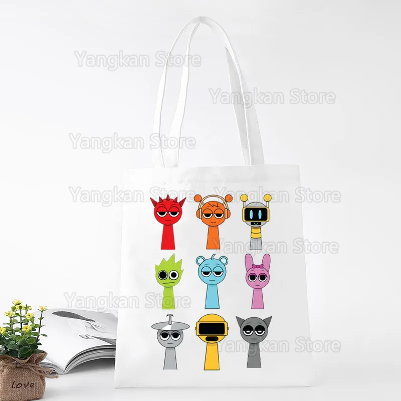 Sprunki saco de piquenique de pelúcia saco de piquenique de mercearia bolsas de tela bolsa de piquenique saco de juta tecido personalizado