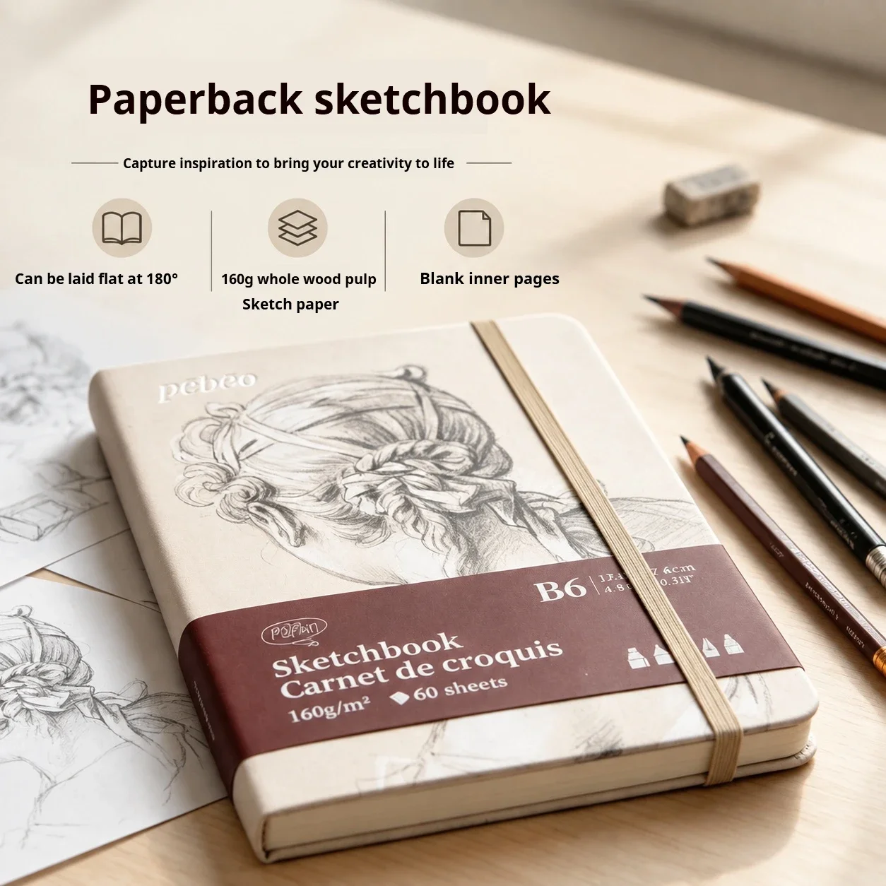 A5/A6/B6 Drawing Notebook Sketchbook Handbook 25/60 Sheets Watercolor Paper Mini Book for Painting Watercolor Acrylic Marker Pen