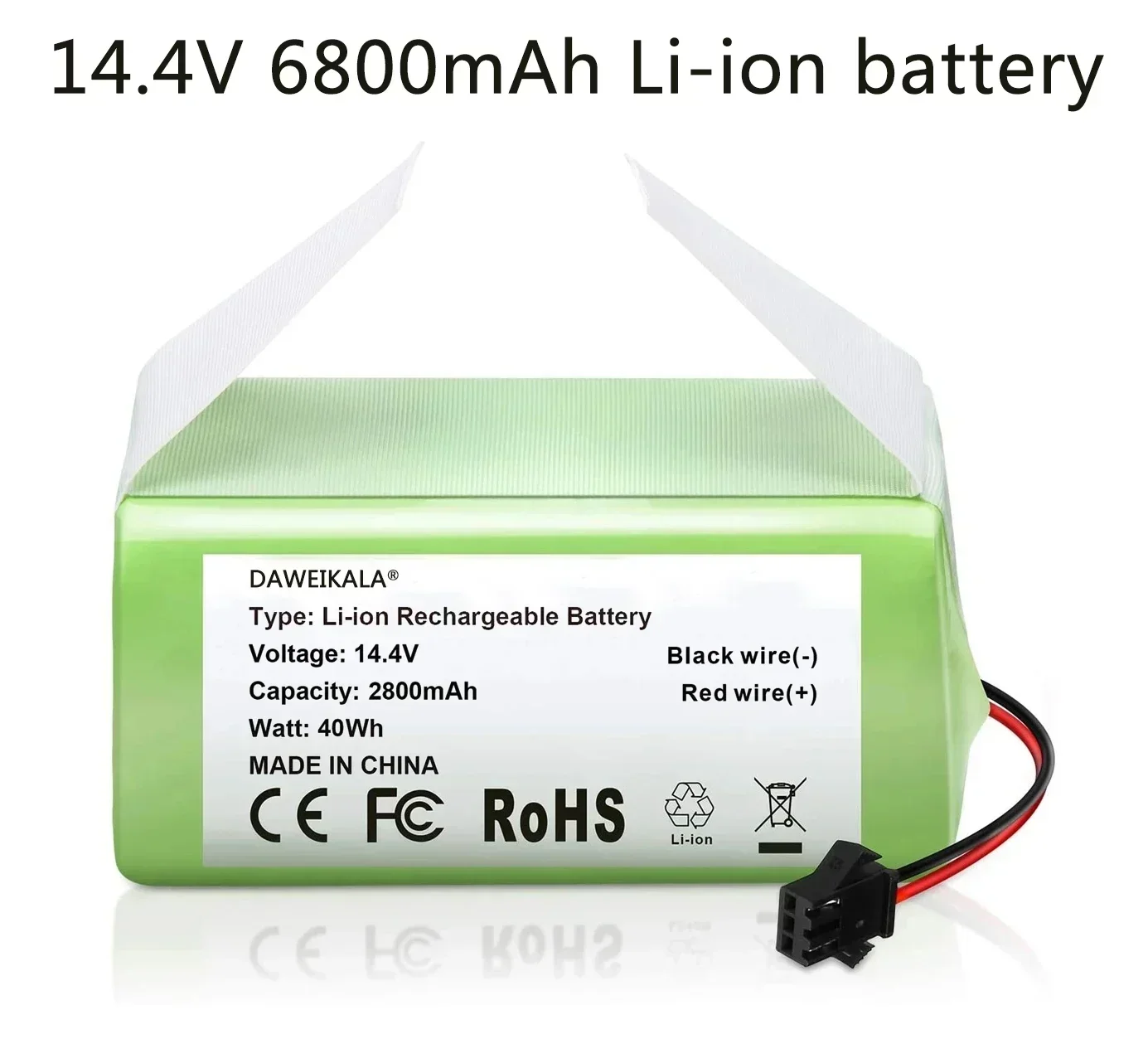 14.4V 6800mAh Li-ion Battery for Conga 990 1090 Tesvor X500 Ecovacs Deebot N79 N79S DN622 Eufy RoboVac 11 11S RoboVac 30