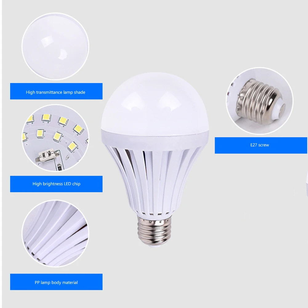 1/4 قطعة قطعة E27 مصباح LED للطوارئ يعمل باللمس تضيء لمبات 5 واط 9 واط 12 واط قابلة للشحن عالية السطوع ضوء لمبة أضواء الطوارئ