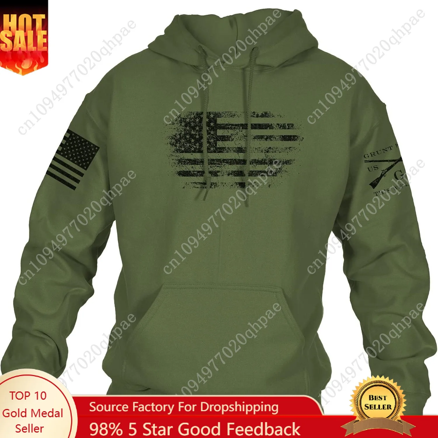 سترة بغطاء للرأس أمريكية عتيقة من Grunt Style