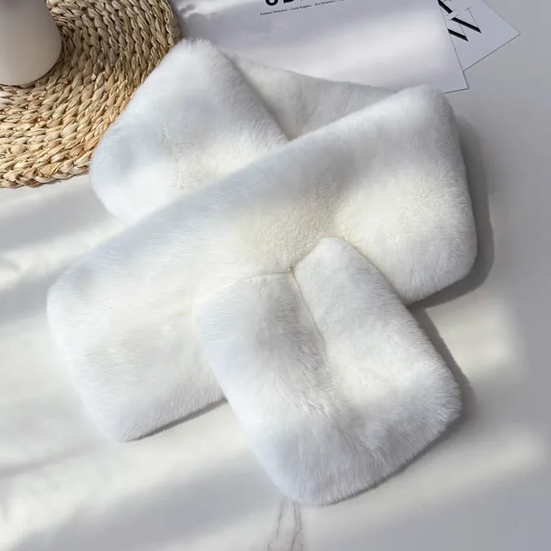 Customized Elegant Women Luxury Winter Design Double Sides Rex Rabbit Fur Scarf