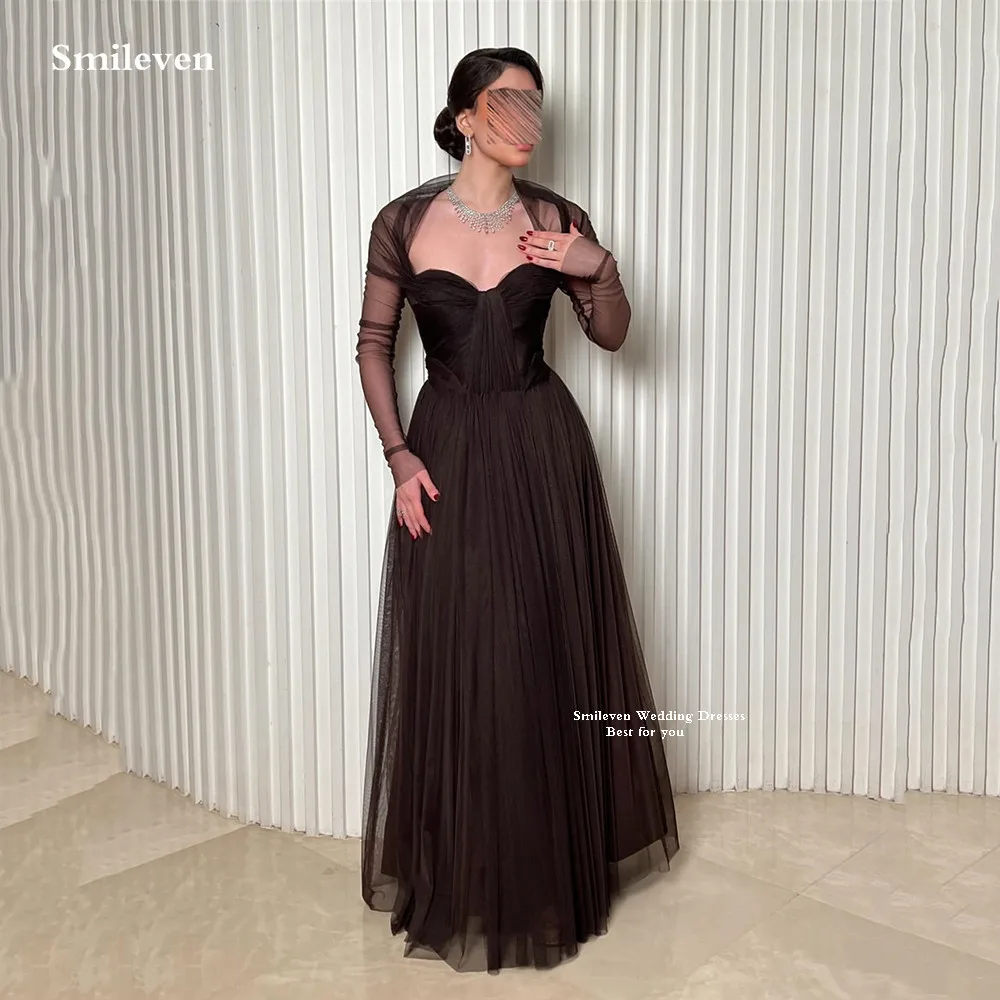

Smileven Luxury Illusion A Line Prom Dress Sweetheart Elegant Gowns for Gala Party Brown Pleat Evening Dress Customized 2026