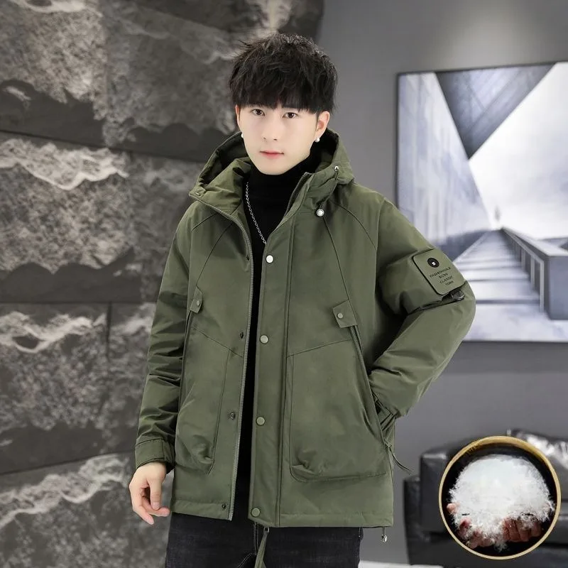 New Hooded Windbreaker Thickened Winter Casual Down Jacket for Men White Duck Down Warm Cool and Fashionable Coat Trend Outcoat