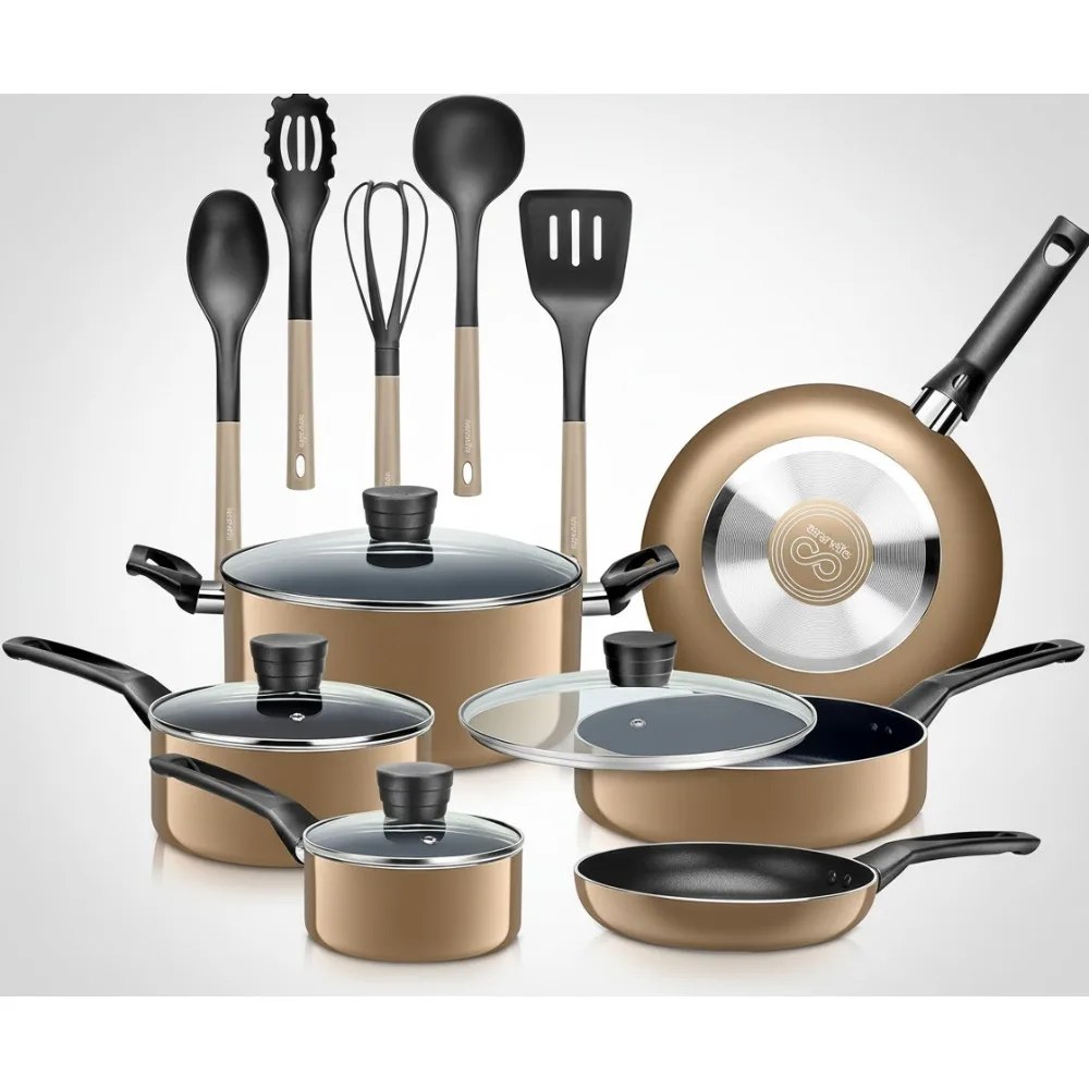 

15-Piece Non-Stick Cookware Set, Black Coating, Heat Resistant, Complete Kitchen Essentials for Home Chefs