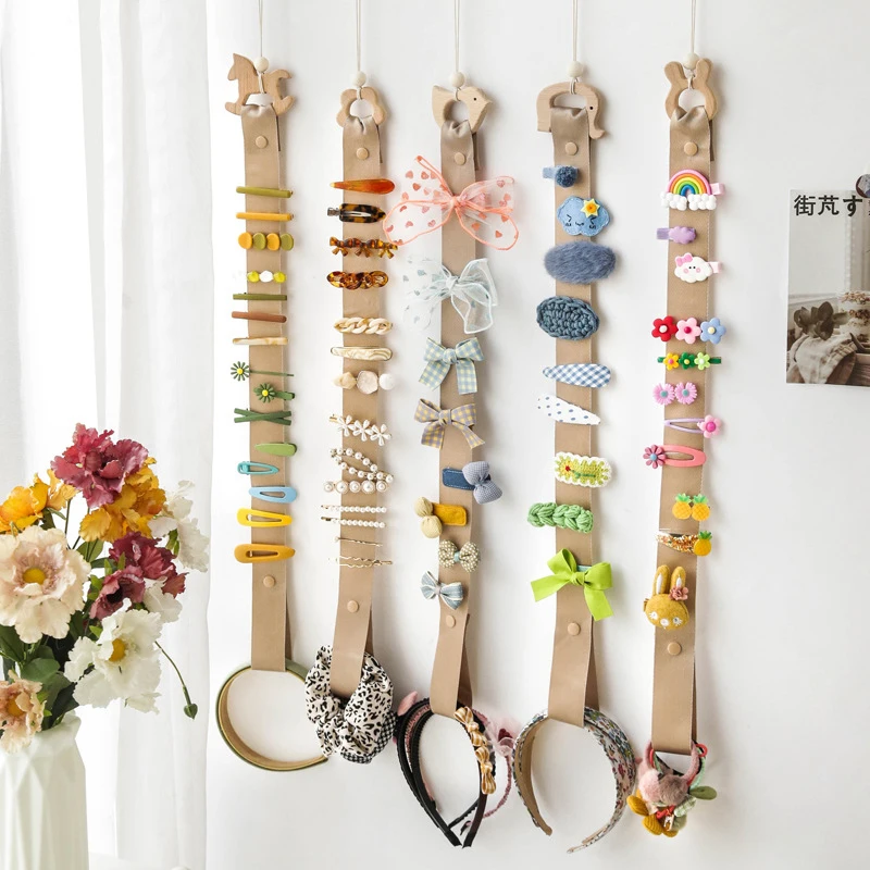 Cute Wooden Animal Baby Hair Clips Holder Princess Girls Hairpin Headband Storage Pendant Jewelry Organizer Wall Ornaments