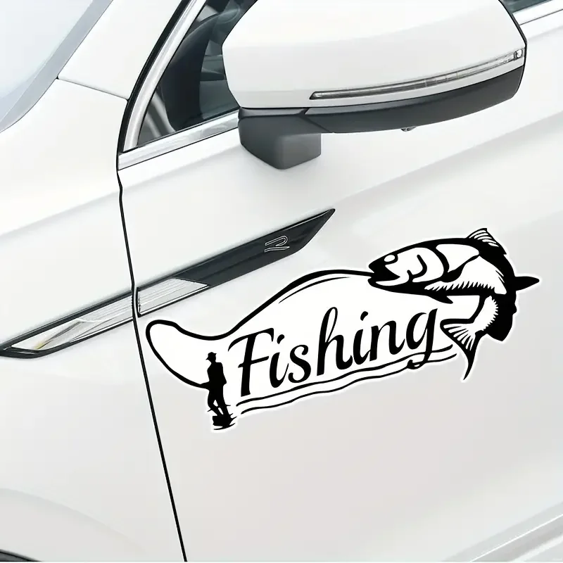 Funny Fishing Hunter Decor Car Model Sticker Car Window Bumper Contour Decal