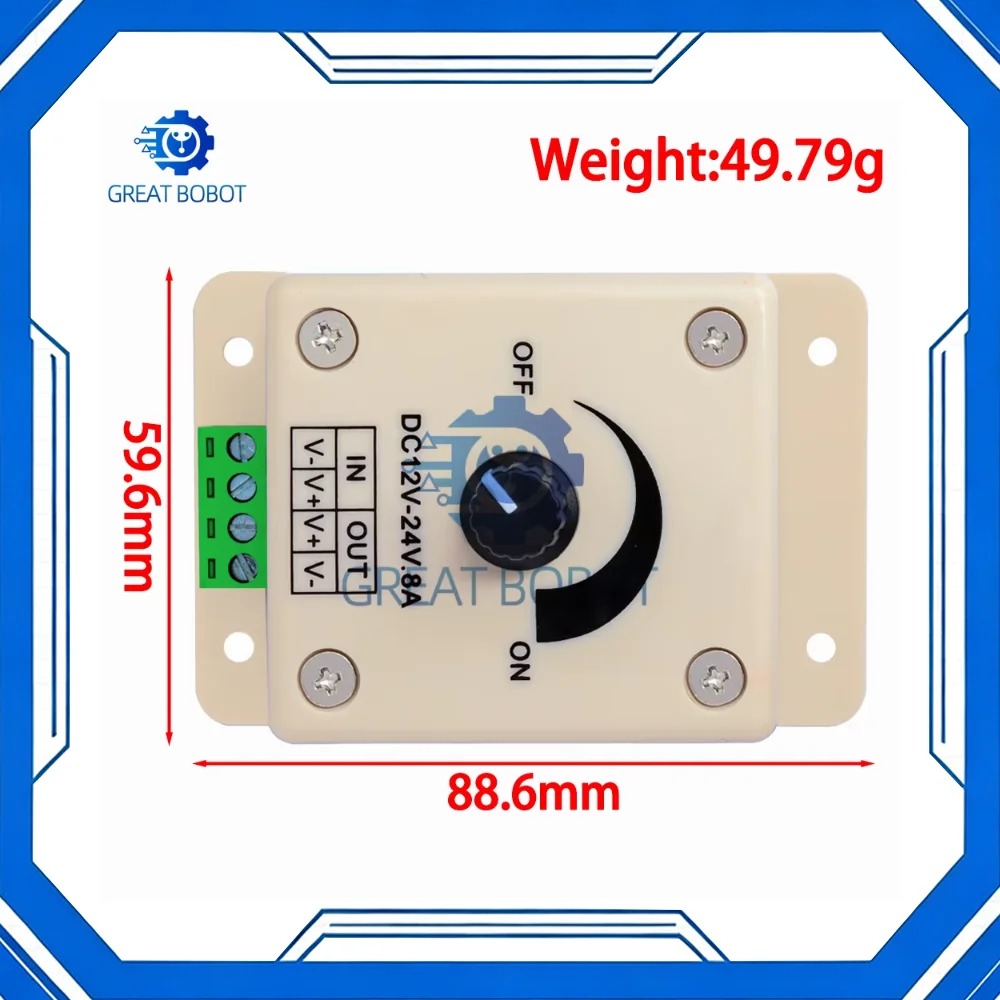 12-24V 8A Single Color LED Strip High-Efficiency Dimmer Module Precision Brightness Control with Switch