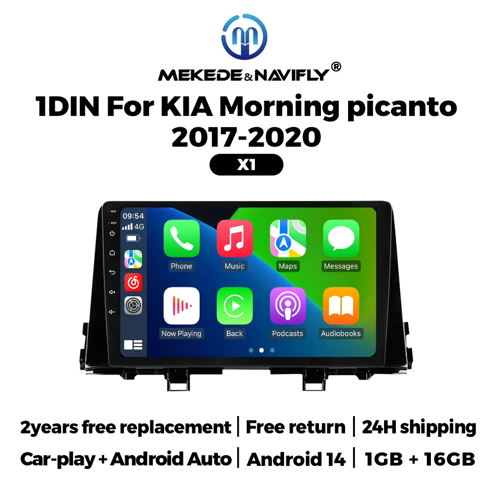 MEKEDE & Navy Android 14 Draadloze Carplay Auto Voor KIA Ochtend Picanto 2017-2020 Autoradio Multimedia Video Player 1 Din GPS BT