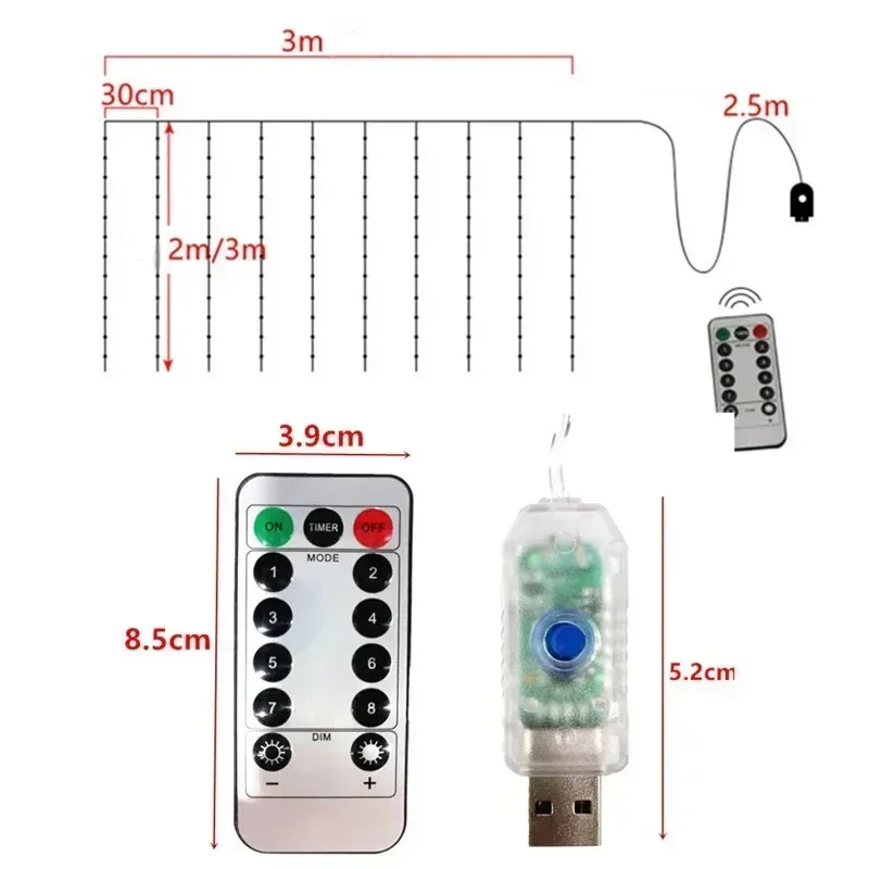 LED Vorhang Lichterkette USB Lichterketten Fernbedienung 8 Modi Lichter für Feiertage Hochzeits feier Weihnachts dekorationen