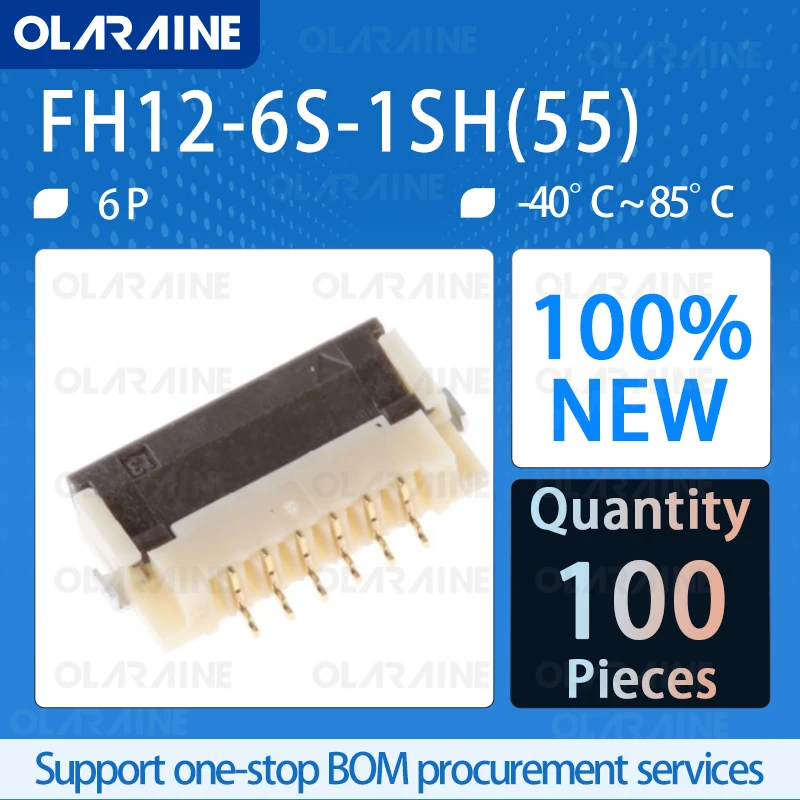 

100Pcs FH12-6S-1SH(55) FFC & FPC connectors 6 Position 500 mA 50 V