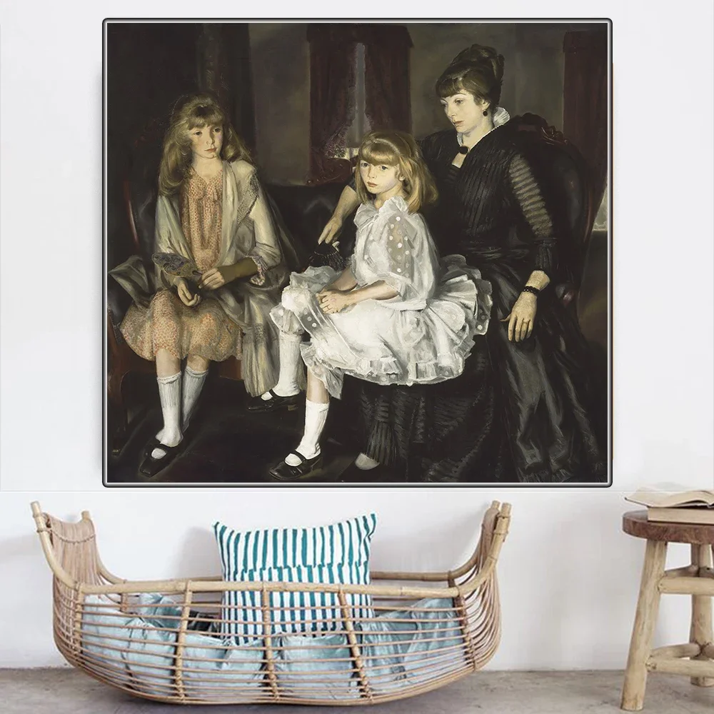 سيتون جورج منفاخ 《إيما وأطفالها، 1923》لوحة فنية مطبوعة بالزيت من القماش صورة فنية ديكور جدران حديث ديكور منزلي