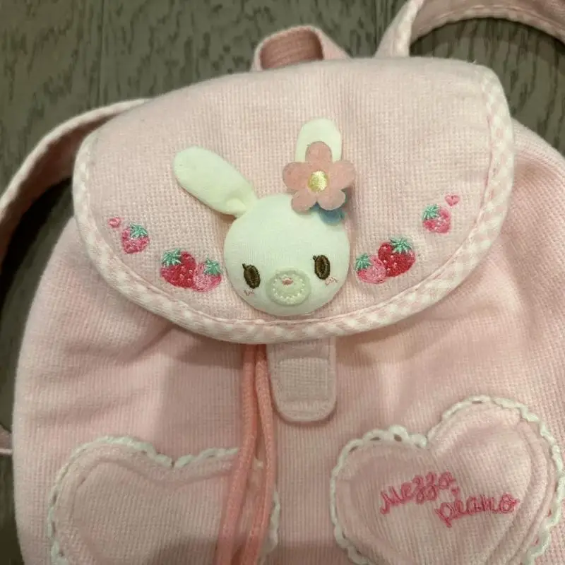 New Kawaii Cute Sanrio U-Sa-Ha-Na Bag Pink Strawberry Rabbit Backpack Cute And Sweet Knapsack Cartoon Ins Gift For Girls