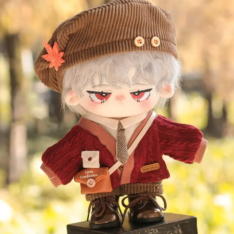 20/10cm Plush Toy Doll Clothes Postman Bag Knitted Sweater Shirt Tie Beret Shorts Set School Season Boys Girls Birthday Gifts