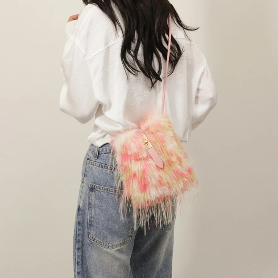 

Модные осенне-зимние плюшевые удобные женские сумки через плечо Mori с кисточками для милых девочек, сто красочных женских сумок через плечо на одно плечо