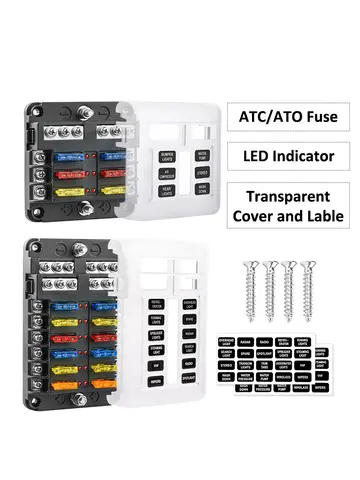 DaierTek 6 12 Way Fuse Block 12 Volt Blade Fuse Block with LED Indicator Circuit Fuse Box 12V ATO/ATC Marine Fuse Panel For Car