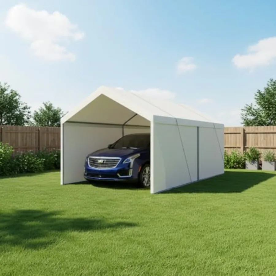 12x20 FT Heavy Duty Carport, Portable Garage Canopy, All Season Tarp, Quick and Easy Installation for Car, Truck, Boat, Motorcy
